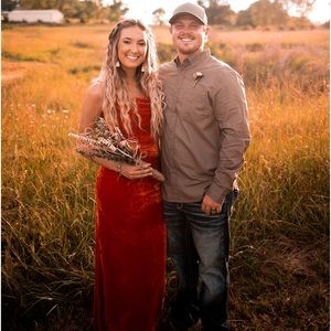 Velvet burnt orange formal/bridesmaids dress